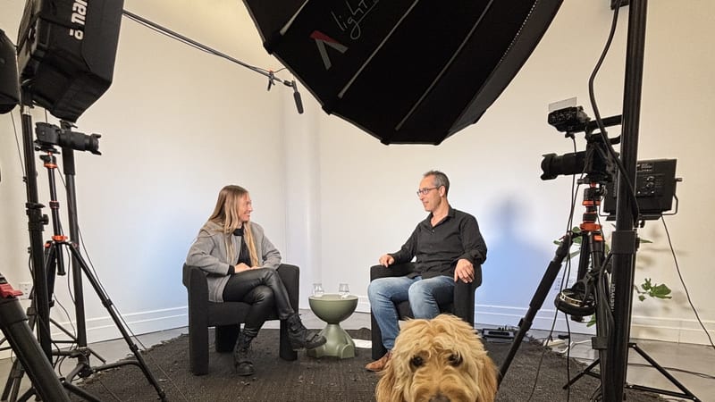 Recording session for the NY 4-parter with Camila Russo - her dog in the foreground.